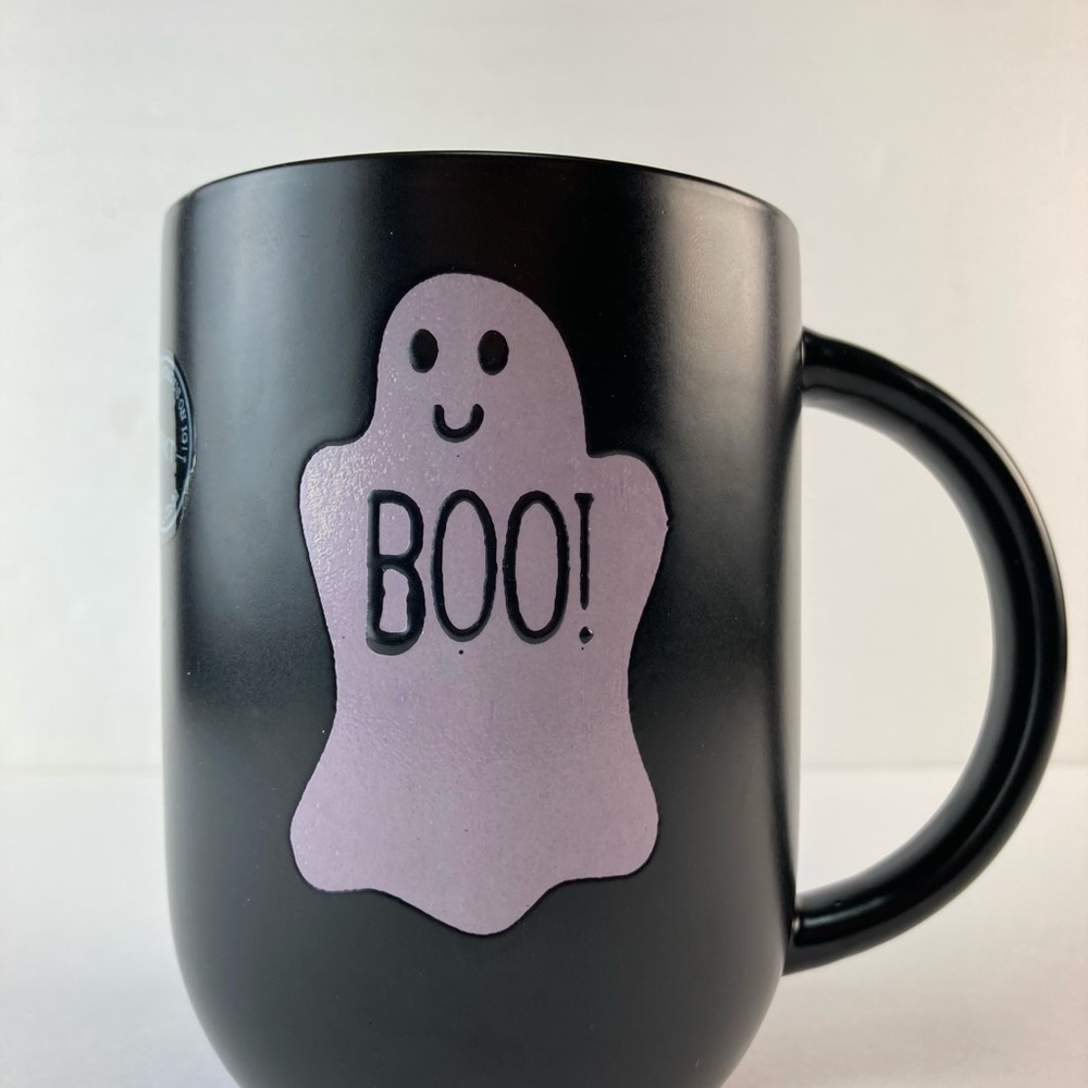 Black Halloween 'Boo!' Ghost Ceramic Mug